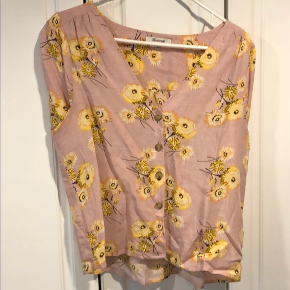 Madewell pink pattered button up